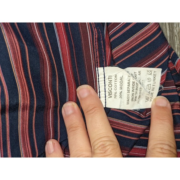 Visconti Paisley Shirt Men's Medium Flip Cuff Multicolor Peach Orange Party Fun - Picture 8 of 9